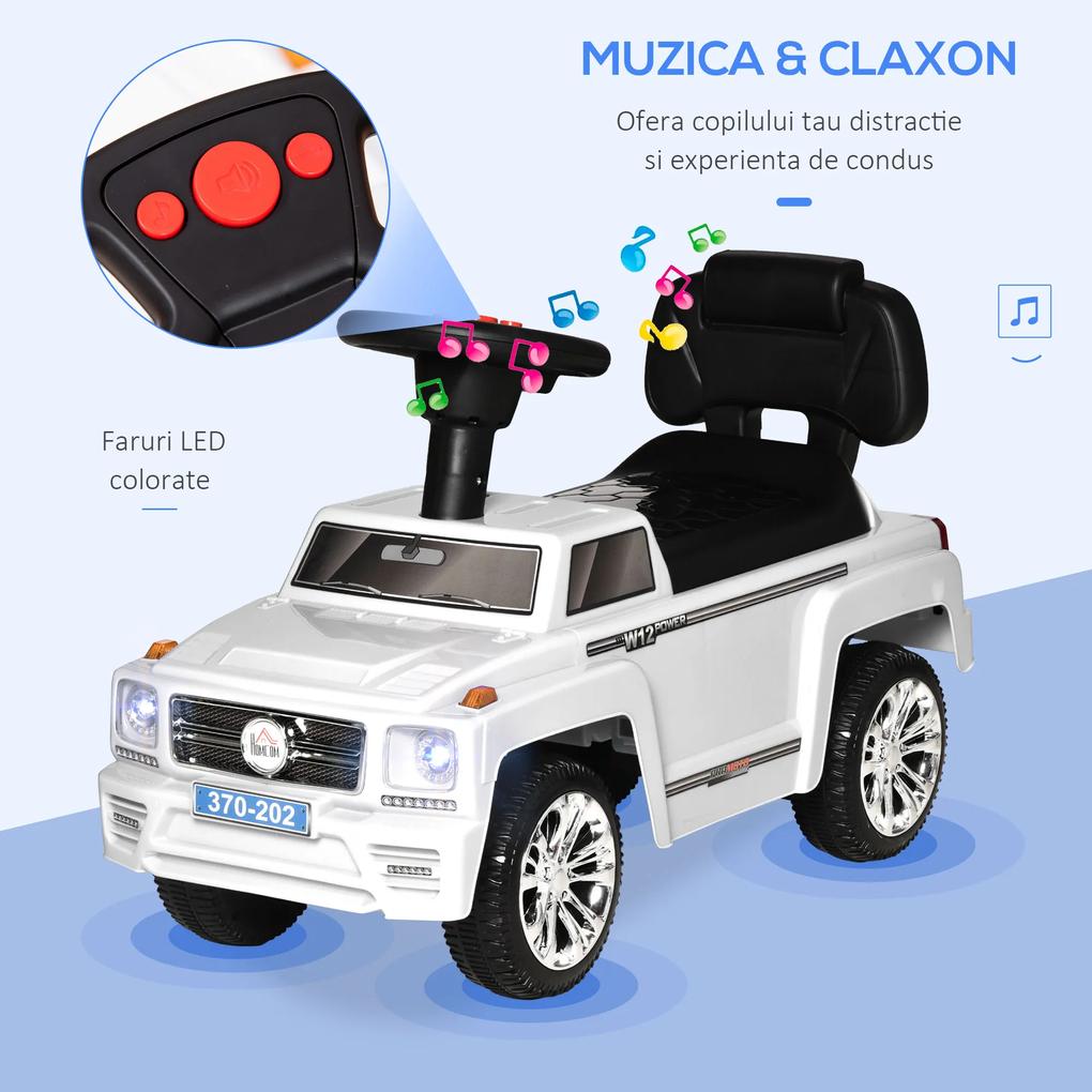 HOMCOM Vehicul de Teren de Jucărie pentru Copii, cu Faruri și Muzică, Alb, 68x30.5x41.5cm, 18-36 Luni | Aosom Romania