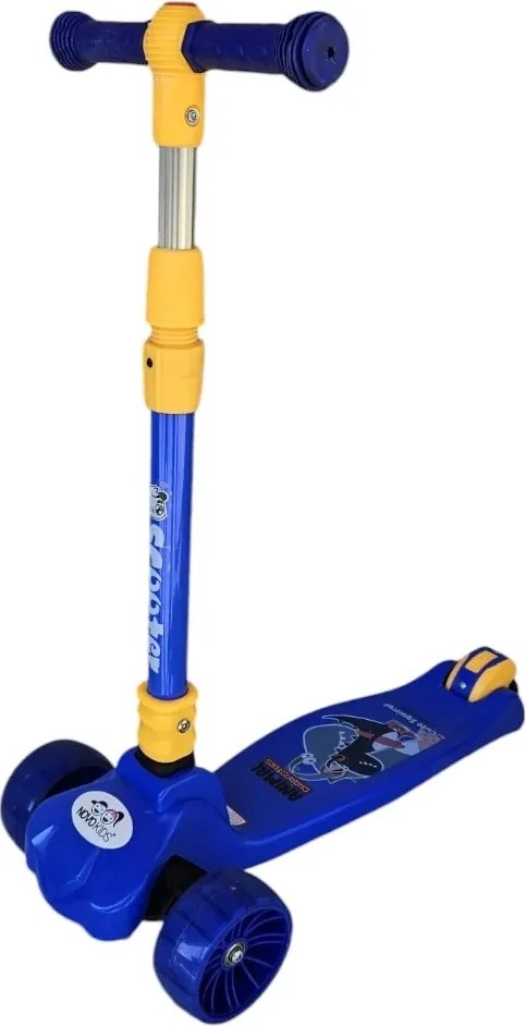 Trotineta copii cu roti luminoase din silicon NOVOKIDS™ Mini Scooter 8020, Cu melodii si lumini, 3 roti, Pliabila, Maner reglabil pe inaltime, Maxim