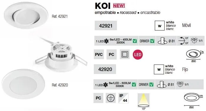 Spot incorporabil LED Koi 42921