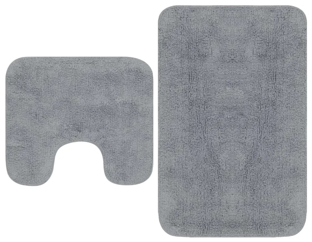 Set covorase baie, 2 buc., gri, textil