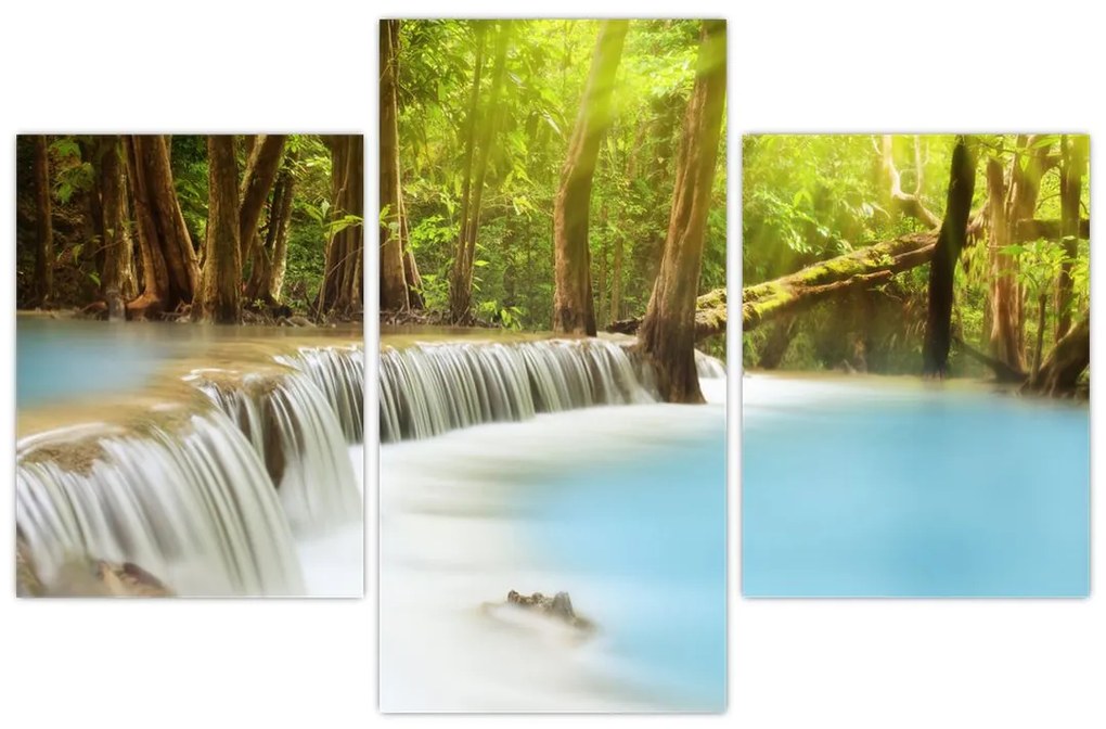 Tablou cu cascada Huai Mae Kamin în pădure (90x60 cm)