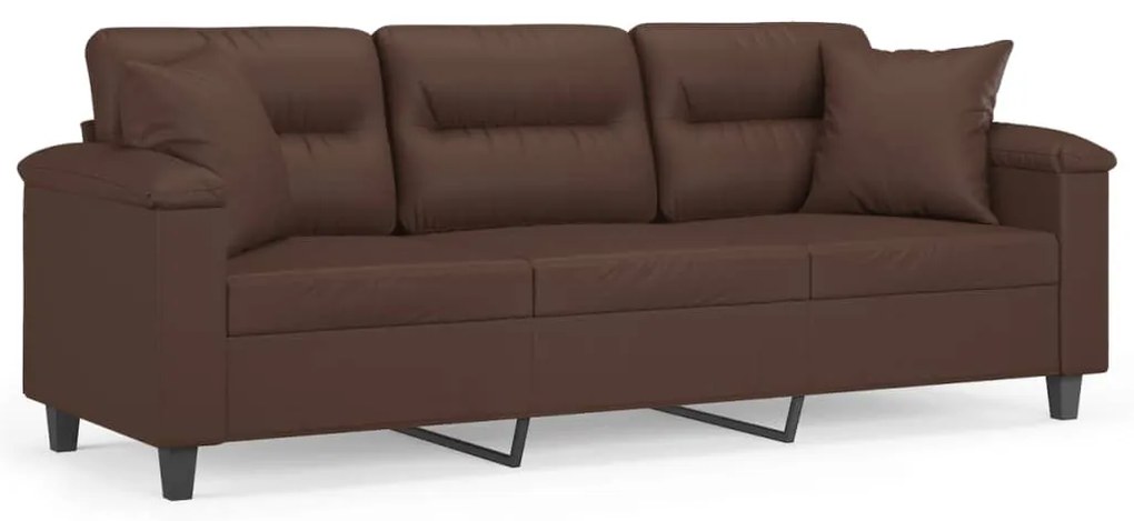 3153307 vidaXL Canapea cu 3 locuri, perne&pernuțe maro 180 cm piele ecologică