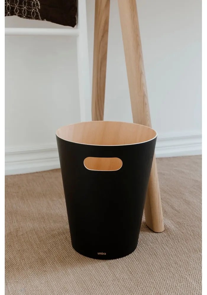 Coș de gunoi negru pentru birou 7,5 l Woodrow – Umbra