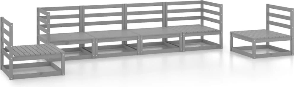 vidaXL Set mobilier de grădină, 6 piese, gri, lemn masiv de pin