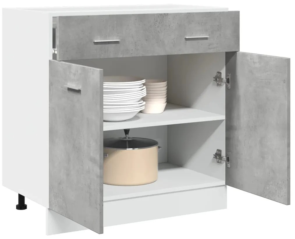 vidaXL Dulap inferior cu sertar “Lyon”, gri beton, 80 x 46 x 81,5 cm