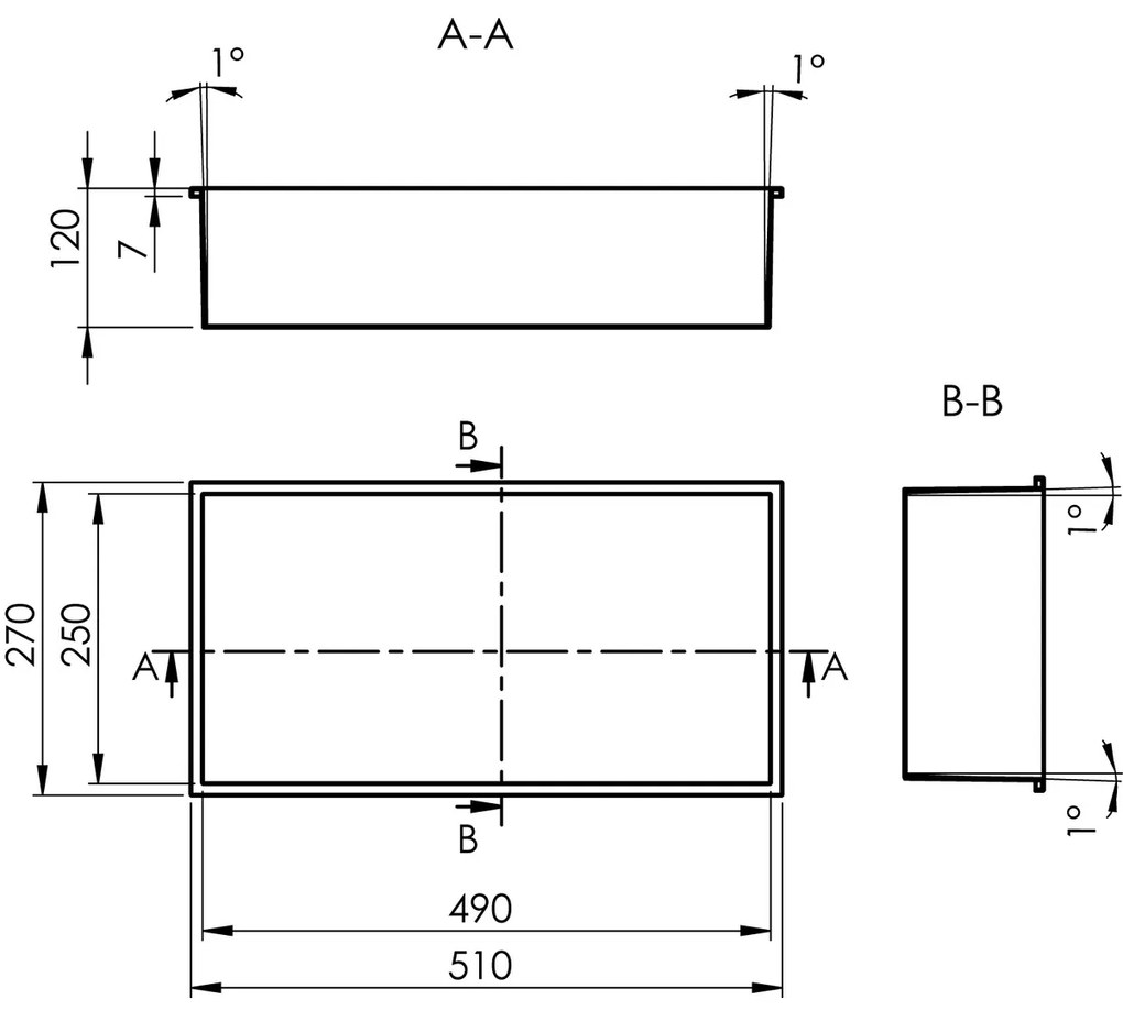 Raft încastrat POLYSAN 1301-53B Inserta 51 x 27cm, oțel inoxidabil, antracit