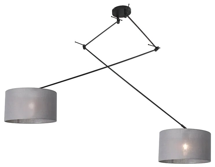Lampă suspendată neagră cu abajur 35 cm gri reglabilă cu 2 lumini - Blitz
