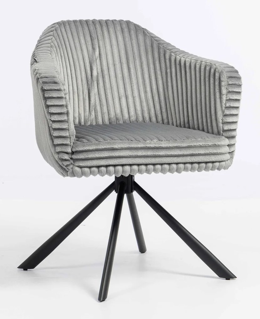 HR832 BAZĂ STEA Scaun Gri Teddy Cord cu Bază Neagră