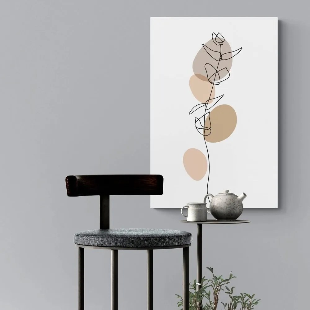 Tablou frunză minimalistă pe fundal alb No4