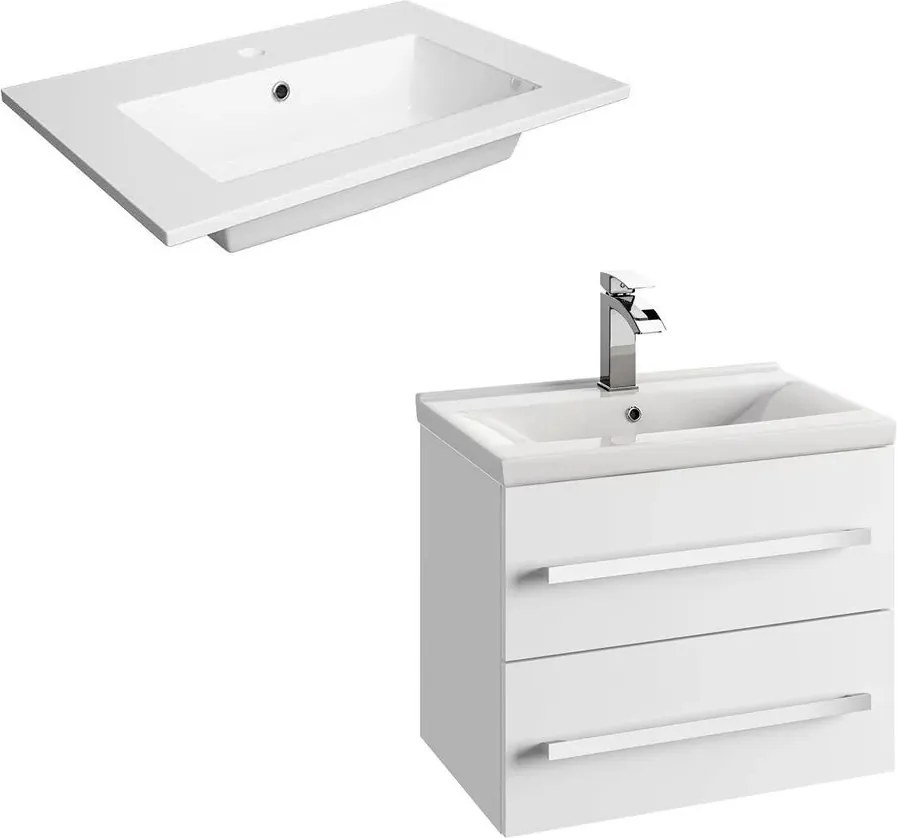 Set dulap baza suspendat Defra Granada alb cu lavoar compozit Flex 60