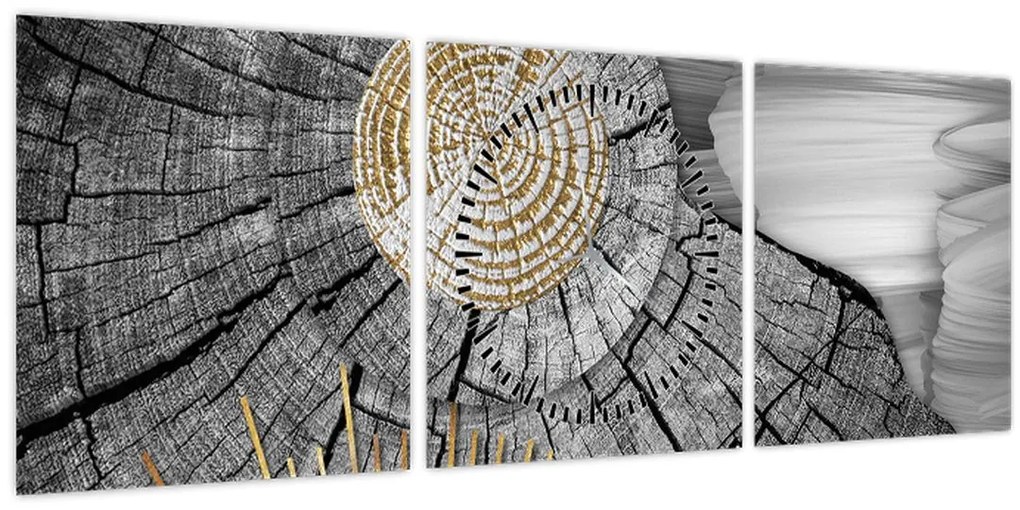 Tablou - Trunchiul copacului colaj (cu ceas) (90x30 cm)