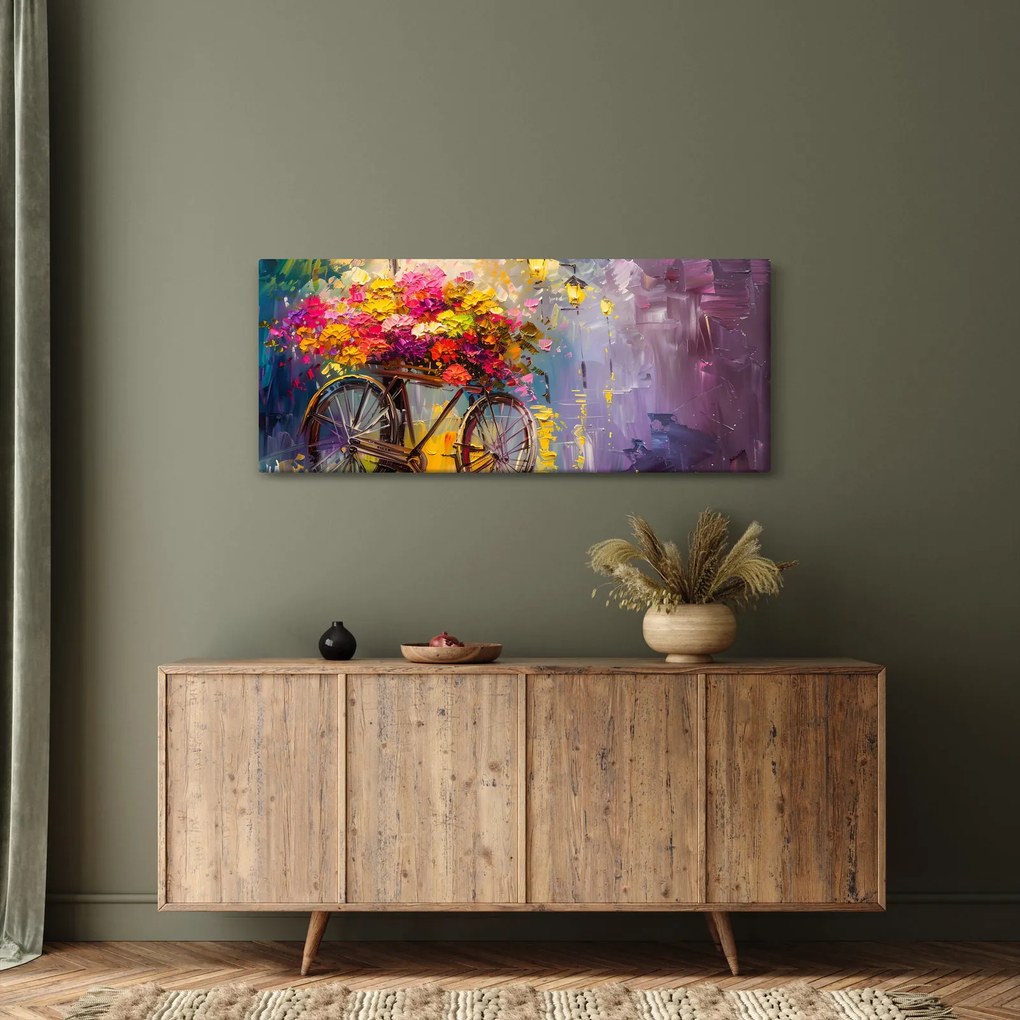 Tablou - Roată cu flori (120x50 cm)