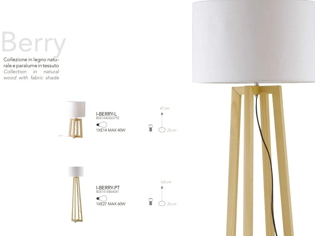 Lampadar / Lampa de podea, lemn natural Berry