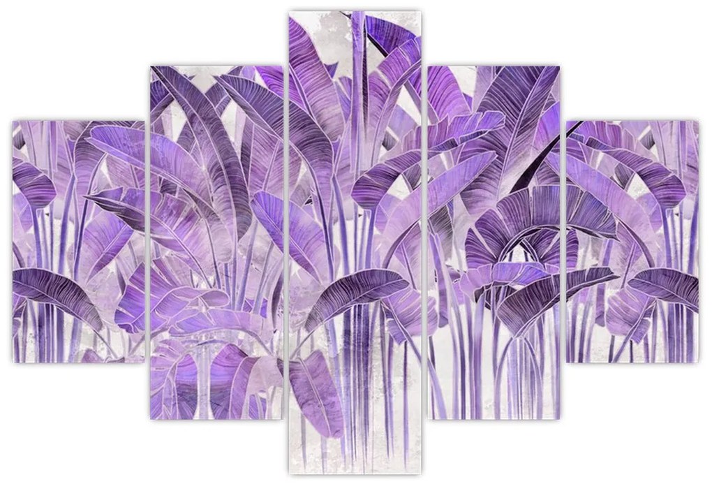 Tablou - Frunze violet în tencuială (150x105 cm)