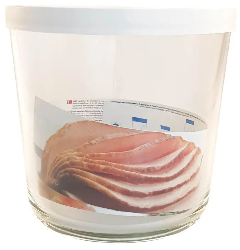 Caserola sticla, capac din plastic, rotund, 800 ml, Alb