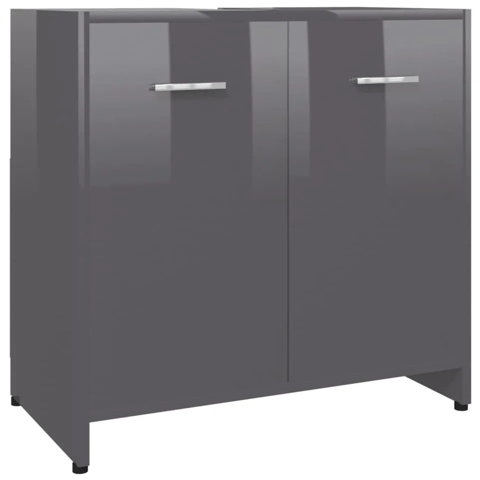802578 vidaXL Dulap de baie, gri extralucios, 60 x 33 x 61 cm, PAL