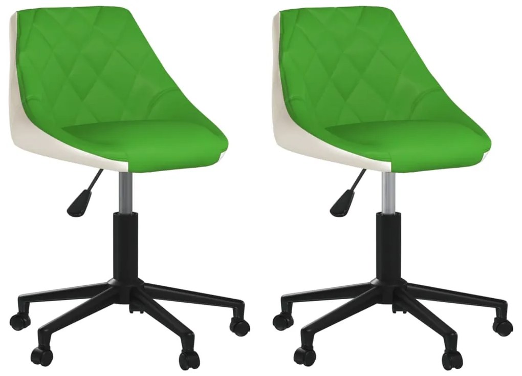 335480 vidaXL Scaune bucătărie pivotante 2 buc. verde&alb, piele ecologică