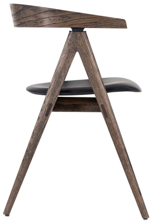 Scaun de dining negru/maro din lemn masiv de stejar Ava – Gazzda