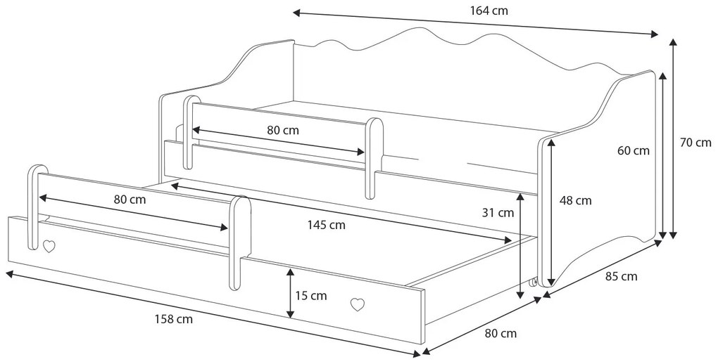 Pat pentru copii, extensibil160x80 cm. 1052150
