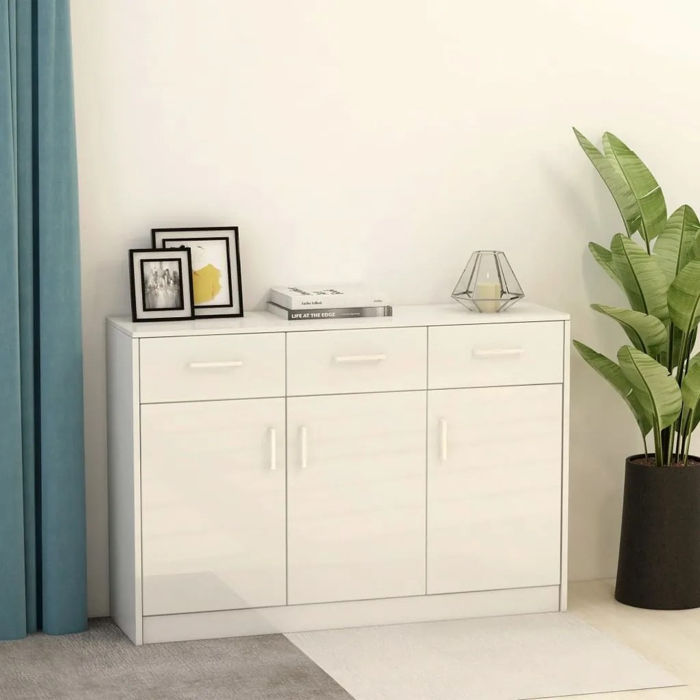 800708 vidaXL Servantă, alb extralucios, 110x34x75 cm, PAL