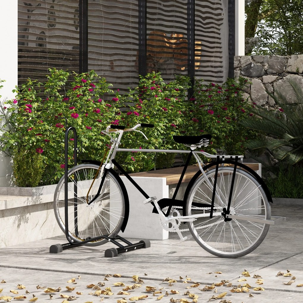 HOMCOM Suport bicicletă cu cârlige reglabile, compatibil cu biciclete 24"-29" și 700C, pentru garaj, interior și exterior, negru | Aosom Romania