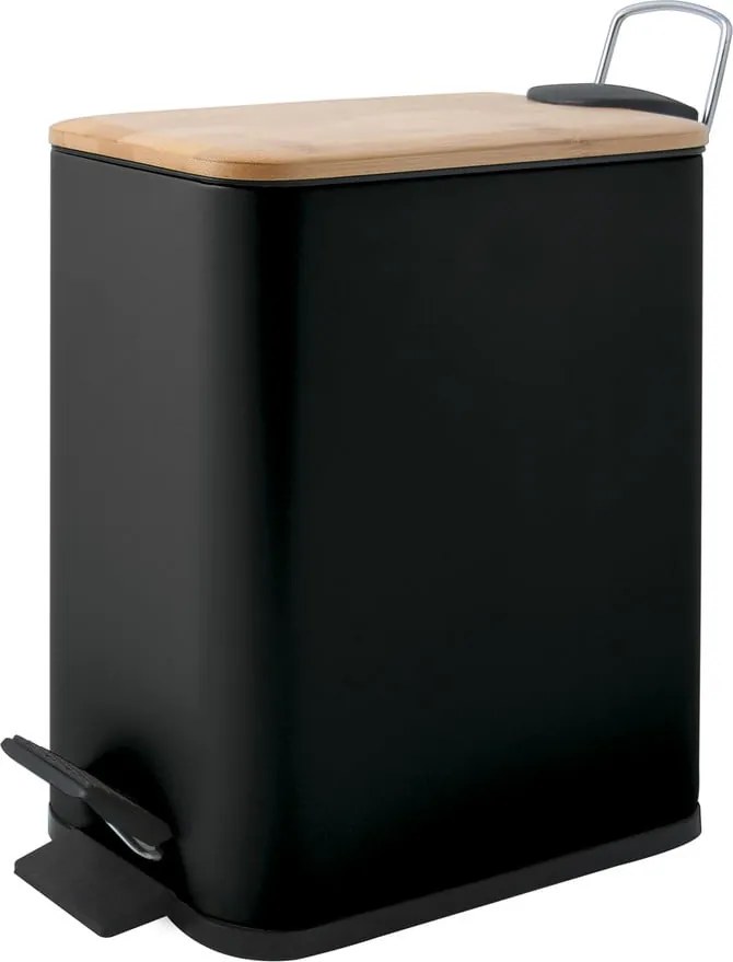 Coș de gunoi negru mat cu pedală din oțel 5 l Erik – Spirella