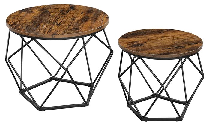 Set de măsuțe de cafea VERA, 50x40cm/40x36cm, maro/negru Vasagle
