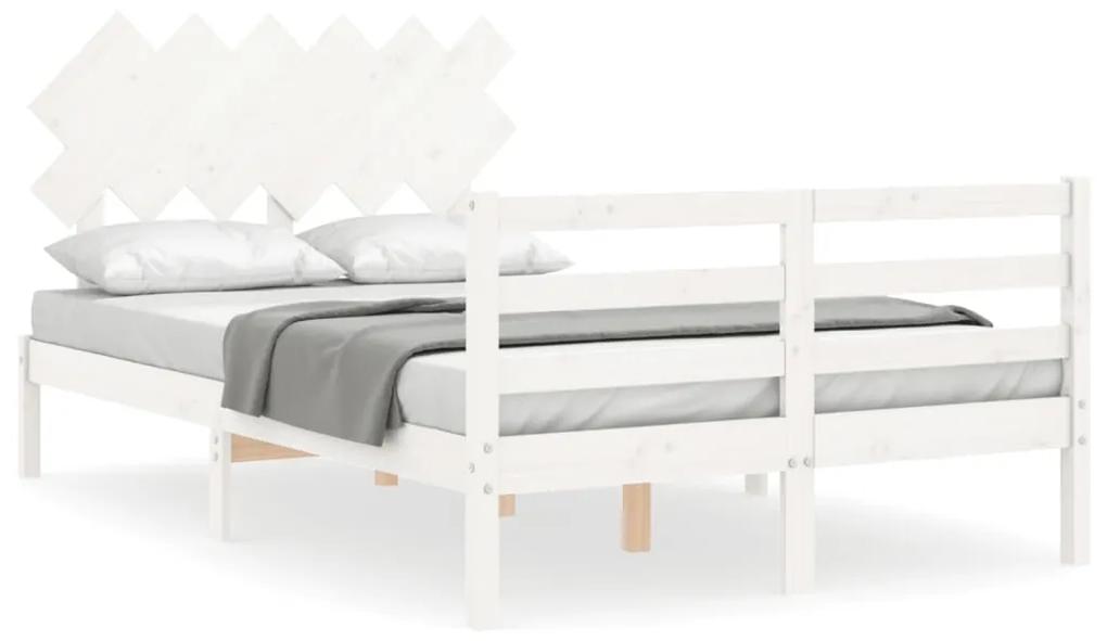 3195257 vidaXL Cadru de pat cu tăblie dublu mic, lemn masiv
