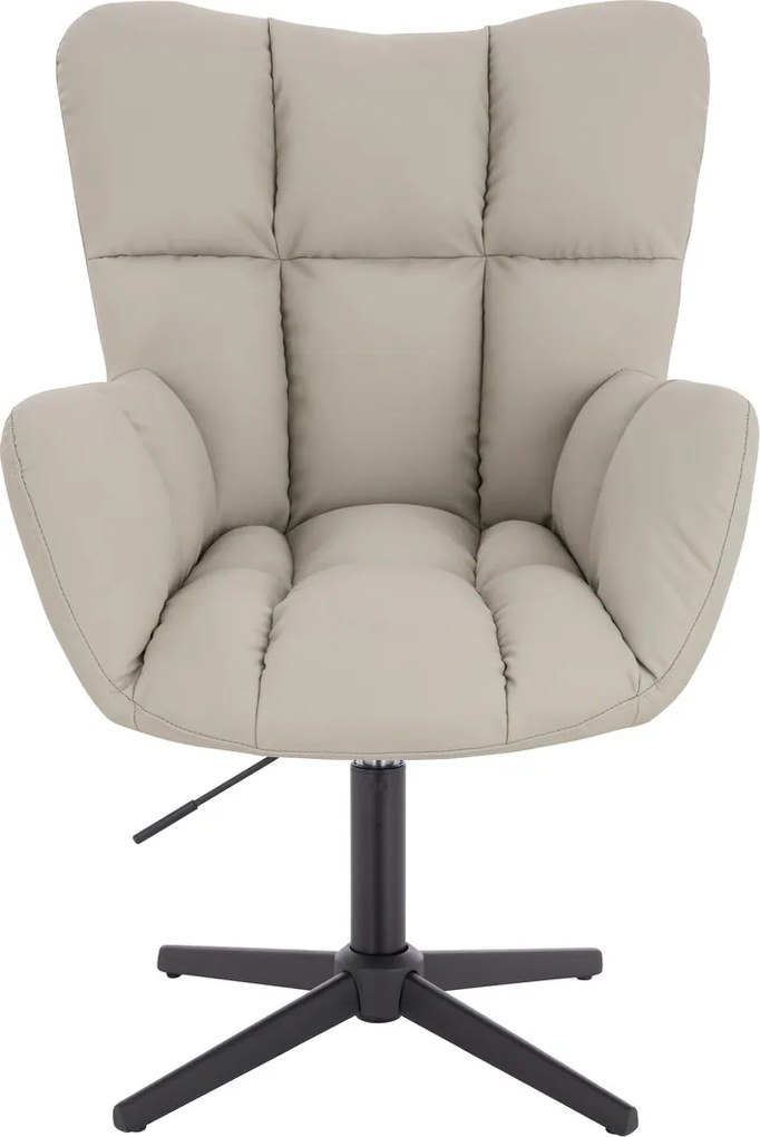 HR650CROSS Scaun Ecru Piele Ecologica Premium Soft cu Bază Neagră