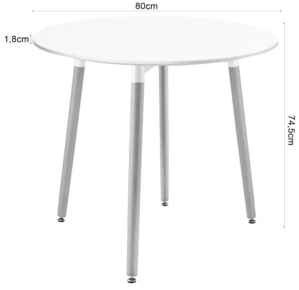 Reducere Masa rotunda alba pentru dining KAMI 80x80 cm II calitate.
