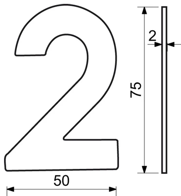 Număr casă 2", RN.75L, negru"