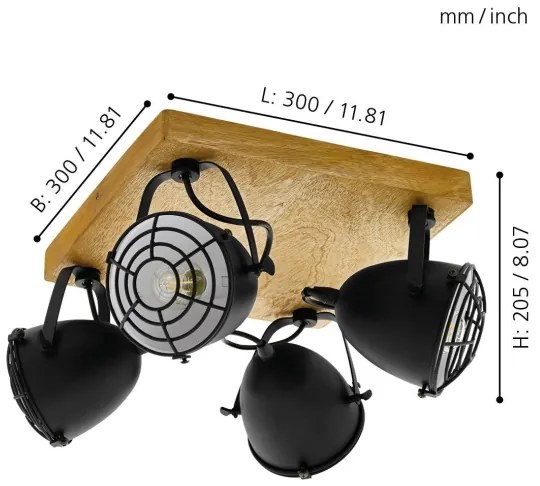 Eglo 49079 - Plafonieră cu spoturi GATEBECK 4xE14/40W/230V