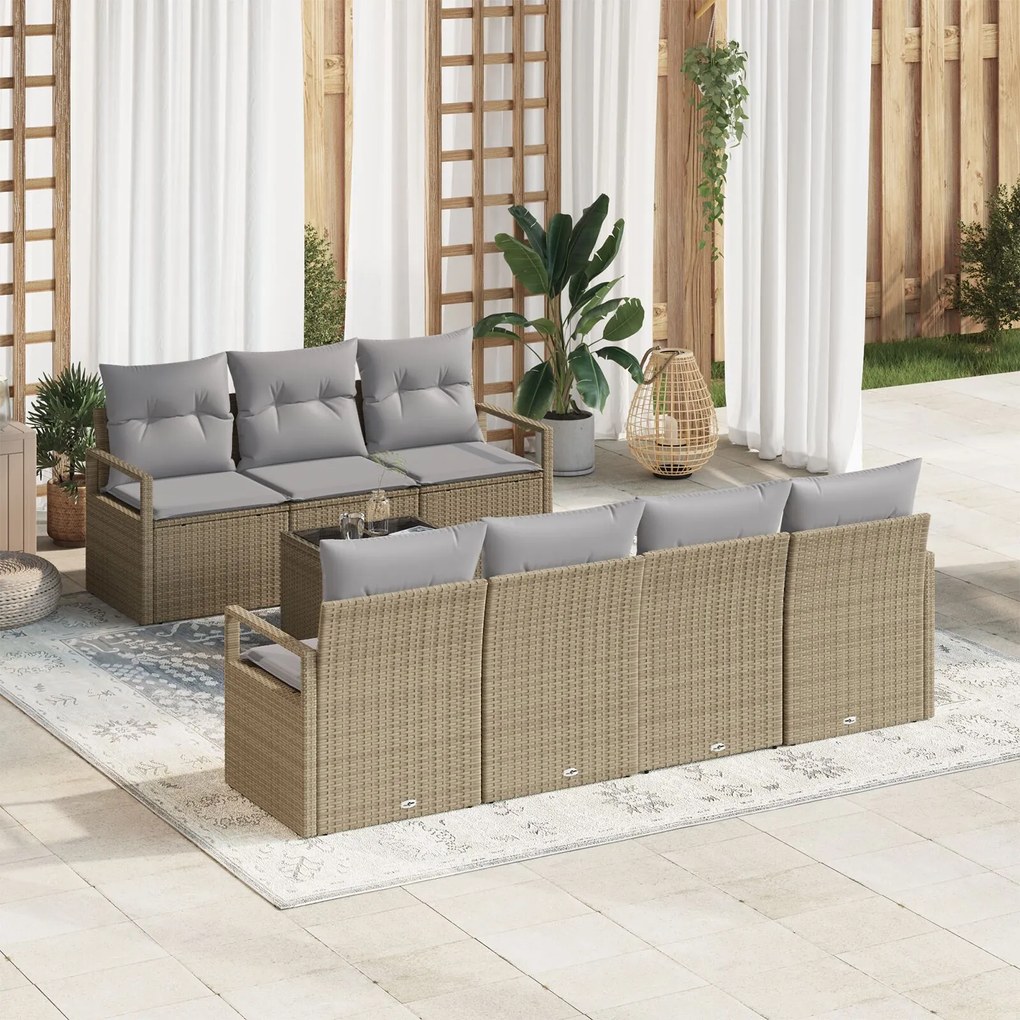 vidaXL Set de canapele pentru grădină 8 pcs Bej și gri 55 x 55 x 37 cm