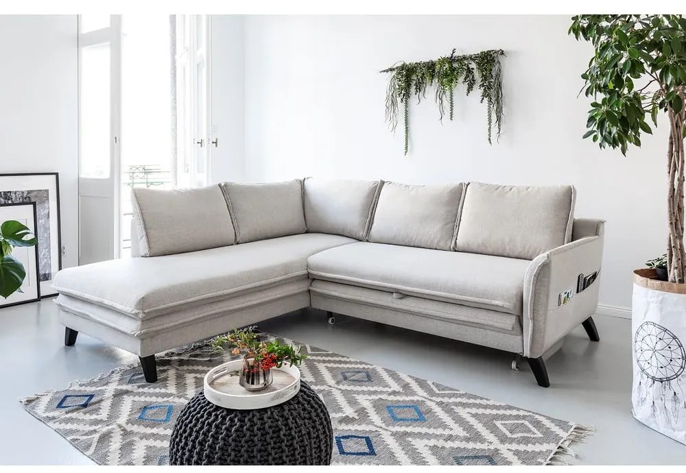 Colțar extensibil cu șezlong pe partea stângă Miuform Charming Charlie L, bej deschis
