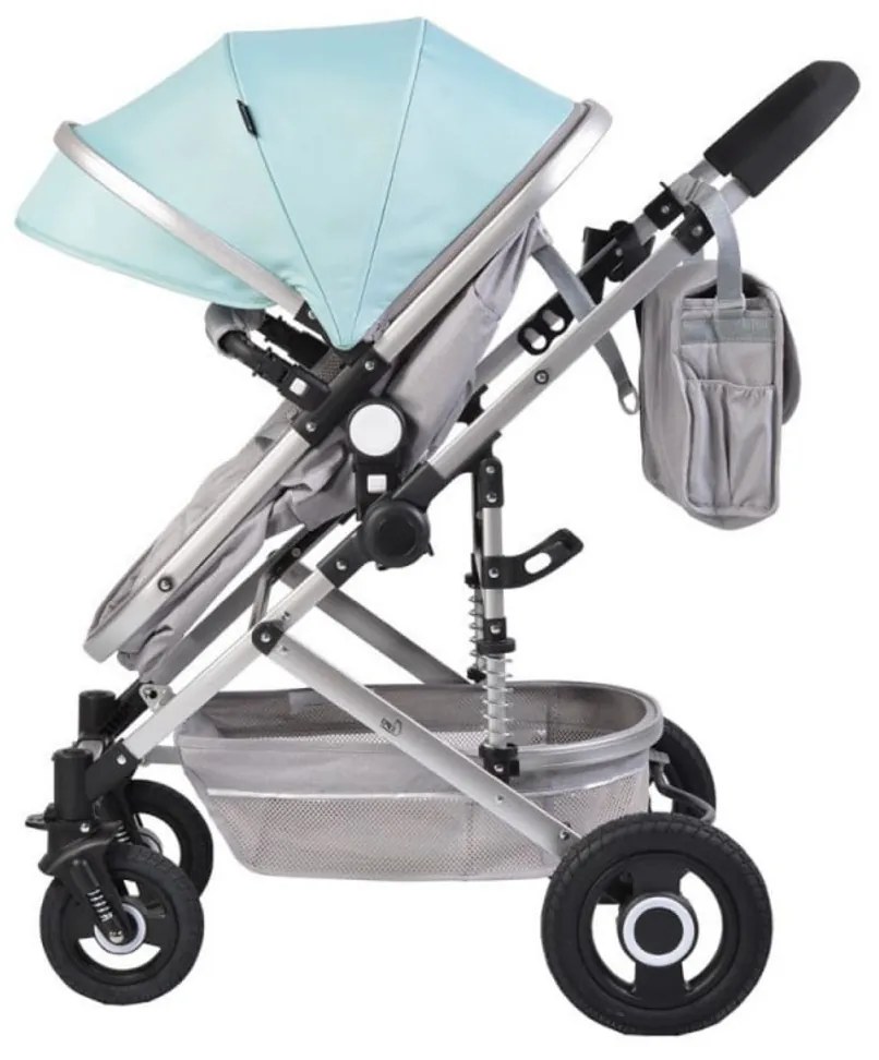 Carucior nou nascuti 2 in 1 NOVOKIDS™ Ciarra Silver PRO , Cu geanta bebe, Cadru Aluminiu , Amortizoare, Roti din cauciuc plin AVE, Landou, Modul