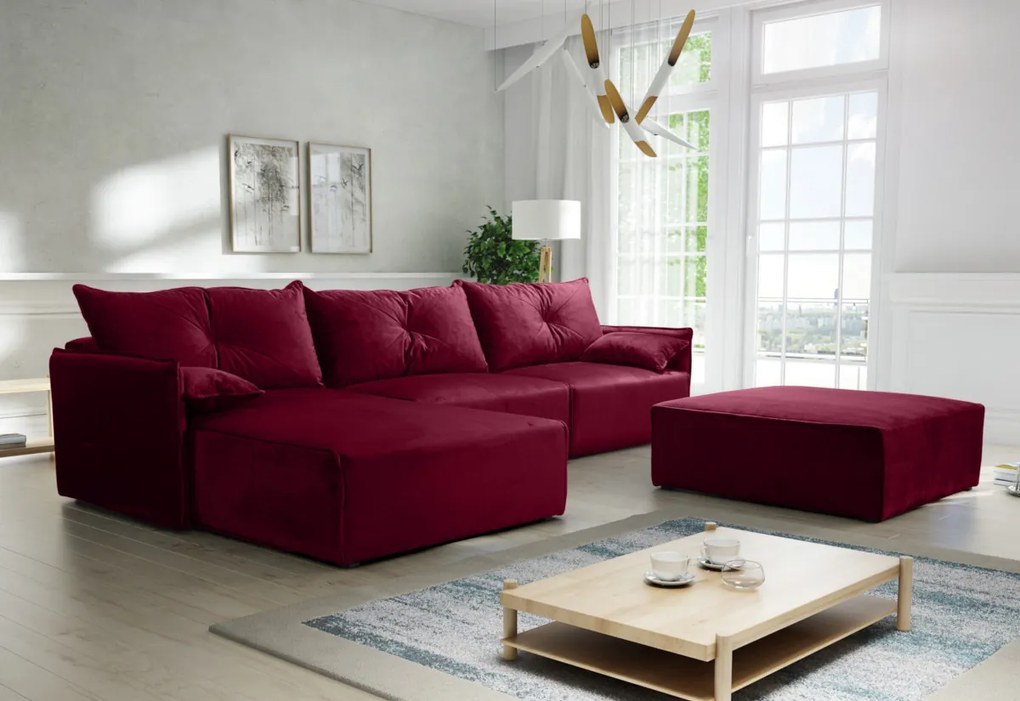 Supermobel Canapea extensibilă de colț LEON + taburet, 318x85x179, royal 14, stanga
