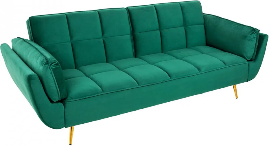 Canapea extensibila verde din catifea si lemn 213 cm Boutique Invicta Interior