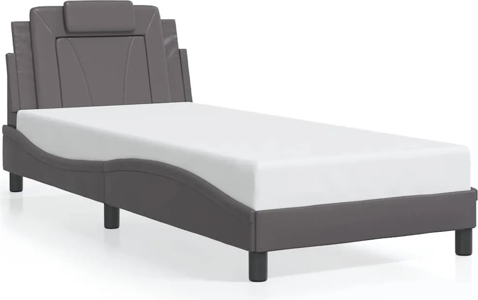 vidaXL Cadru de pat, Viana, fără saltea, gri, 80x200 cm, piele ecologică
