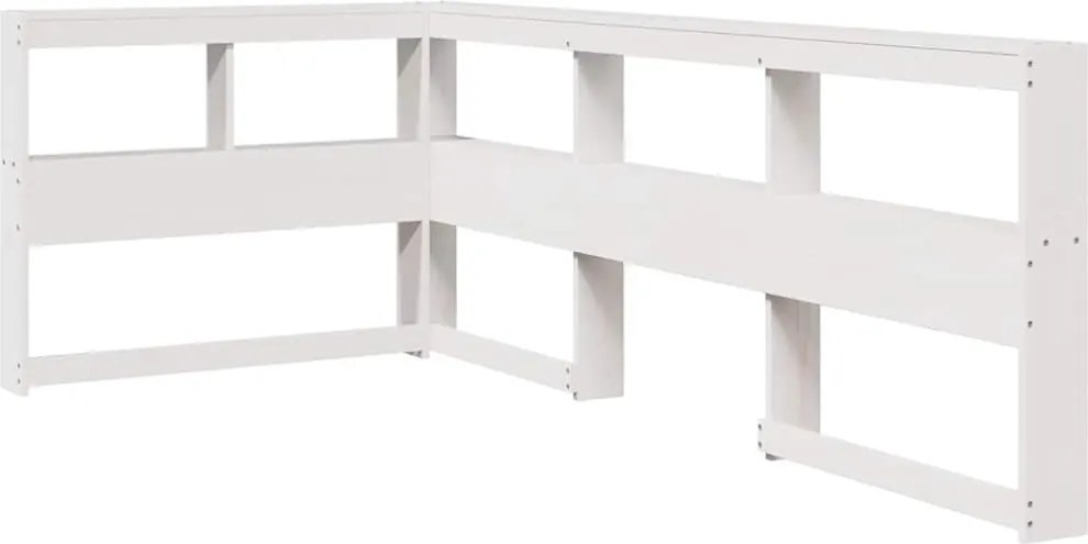 vidaXL Bibliotecă tăblie în formă de L, alb, 75 cm, lemn masiv de pin