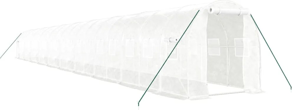 vidaXL Seră cu cadru din oțel, alb, 40 m², 20x2x2 m