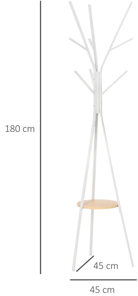 HOMCOM cuier vertical, design modern, 45x45x180cm, alb | Aosom Romania