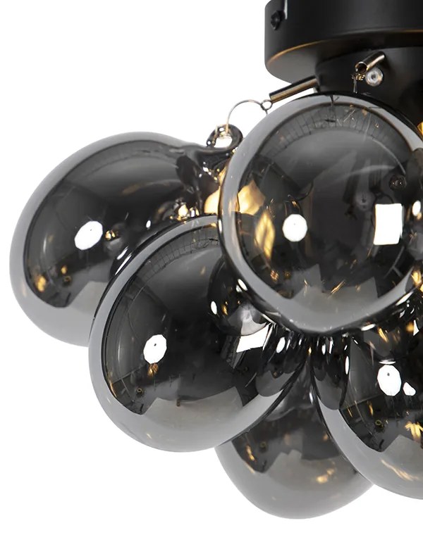 Plafonieră inteligentă neagră cu sticlă fumurie cu 3 lumini, incl. 3 WiFi G9 - Uvas