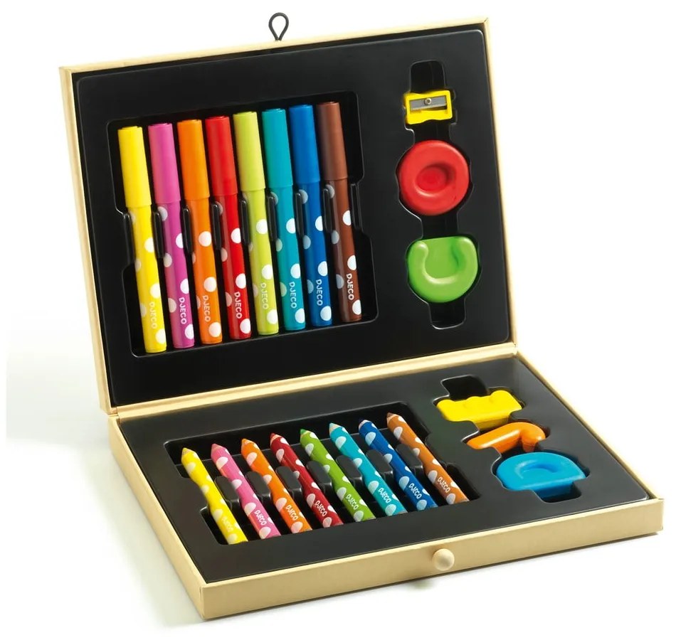 Servietă artistică cu creioane colorate și carioci Djeco