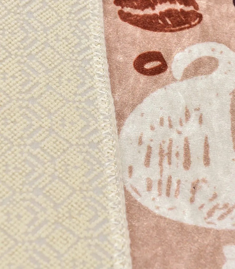 Covor de bucatarie Cupa de cafea Bej anti-alunecare lavabila 80 x 200 cm