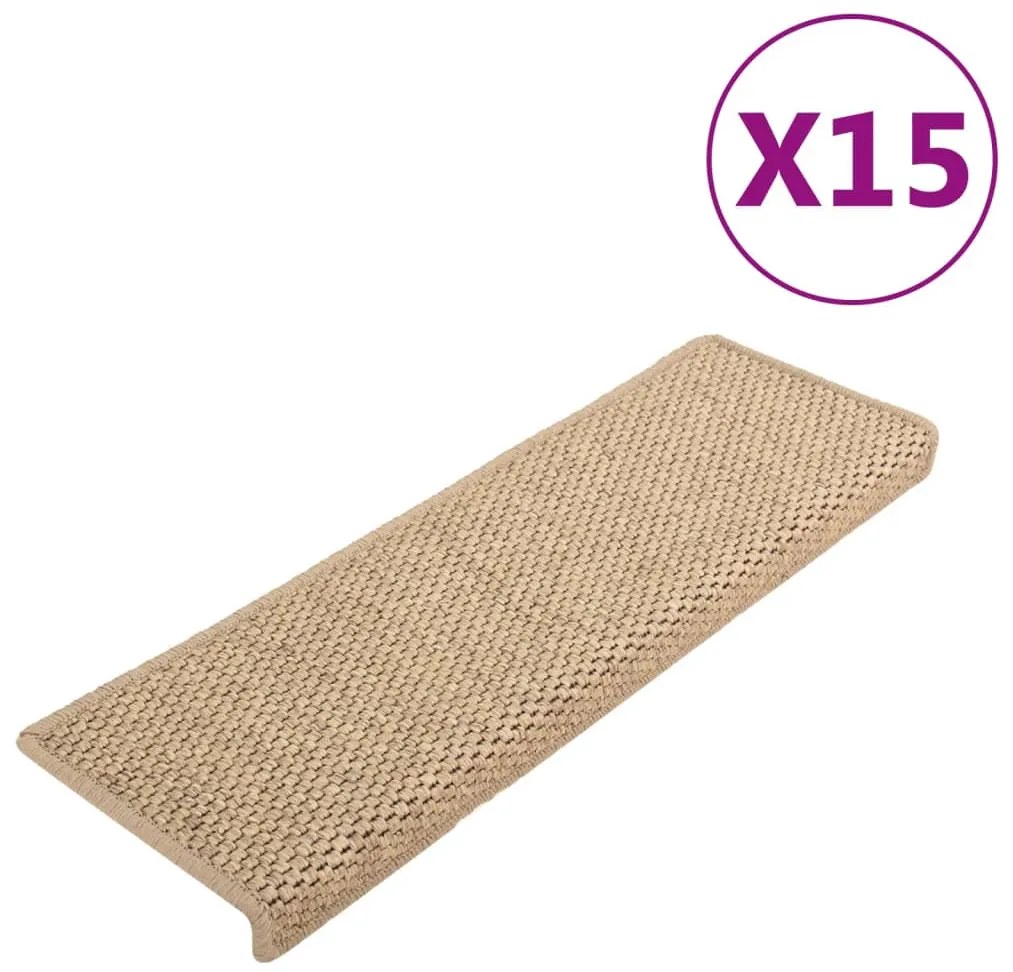 Covorase scari autoadezive 15 buc nisipiu 65x25 cm aspect sisal 15, Nisip, 65 x 25 cm