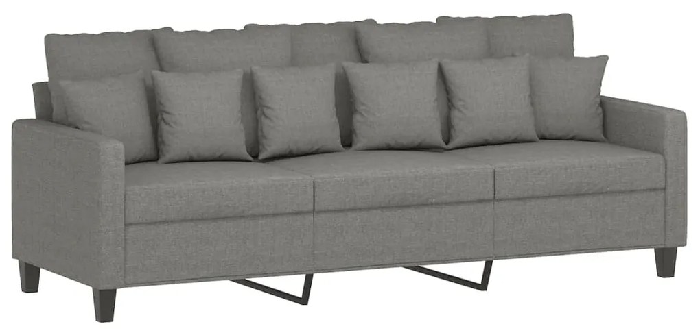348840 vidaXL Canapea cu 3 locuri, gri închis, 180 cm, material textil