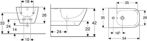 Geberit Smyle Square - Bidet suspendat din ceramică, alb - 500.209.01.1
