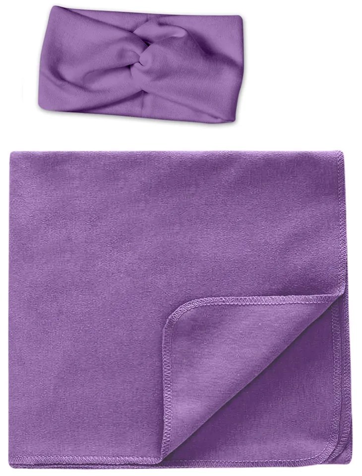 Set paturica si bentita din bumbac pentru nou-nascut Kidizi, Purple