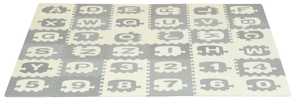HomCom covor puzzle litere si cifre,182.5x182.5x1cm gri | AOSOM RO