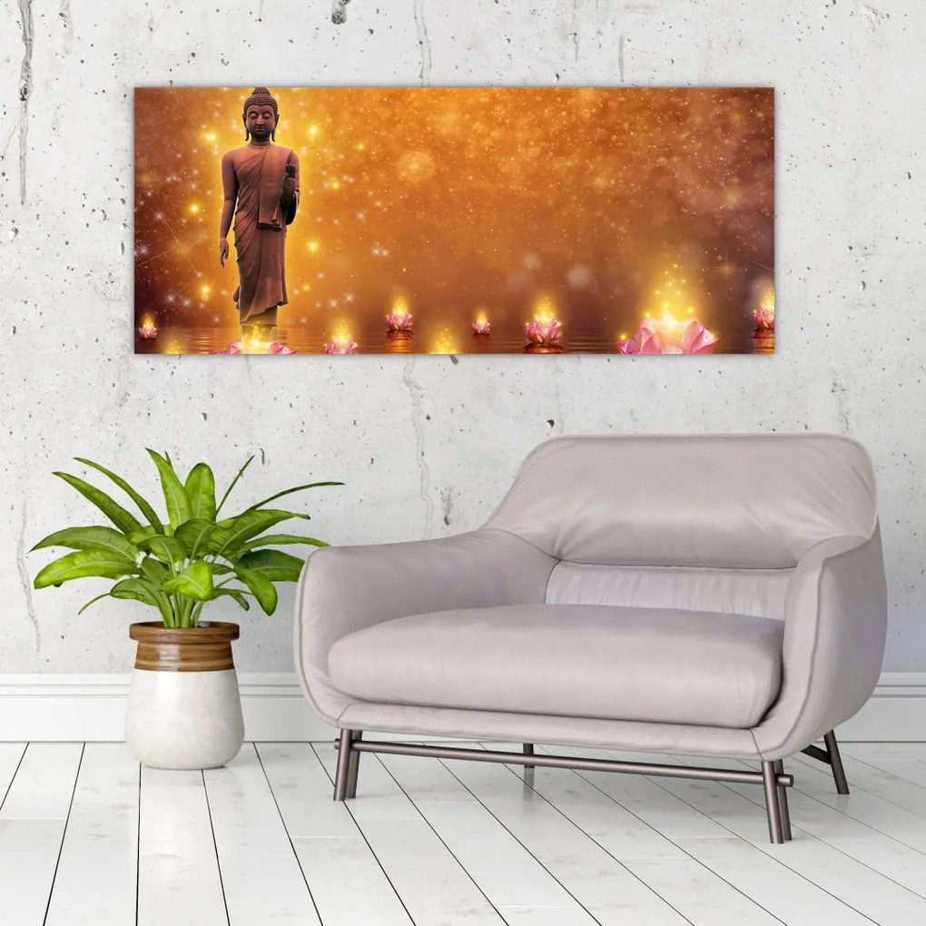 Tablou - Buddha în sclipici auriu (120x50 cm)